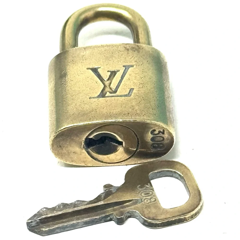 Authentic Louis Vuitton Gold Lock & Key Brass Number 308